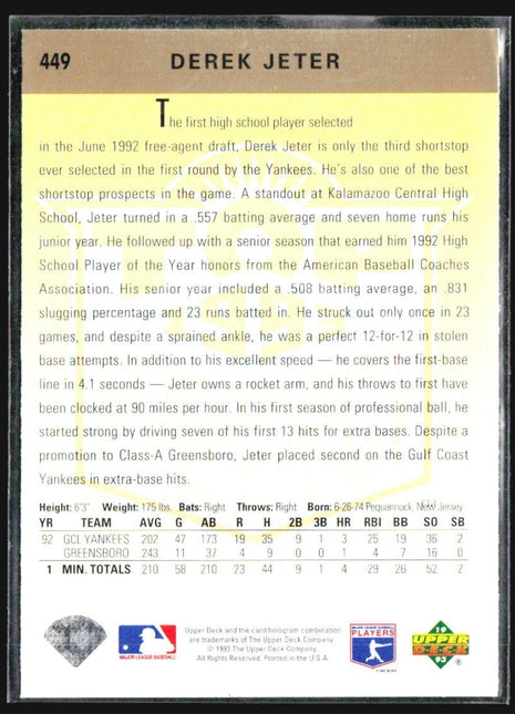 1993 Upper Deck - Derek Jeter #449 (RC)