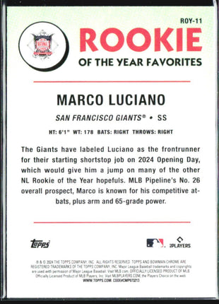 2024 Bowman - Rookie of the Year Favorites Marco Luciano #ROY-11 (RC)