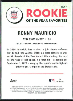 2024 Bowman - Rookie of the Year Favorites Ronny Mauricio #ROY-1 (RC)