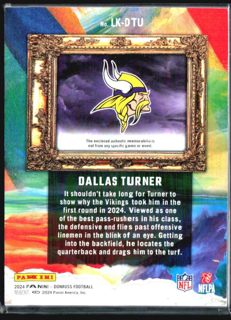 2024 Panini Donruss Leather Kings Dallas Turner Rc Ball Relic /425