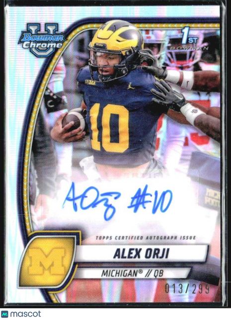 2024 Bowman University Chrome Alex Orji 1st Refractor Auto /299