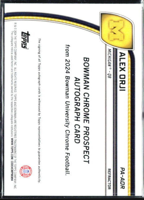 2024 Bowman University Chrome Alex Orji 1st Refractor Auto /299