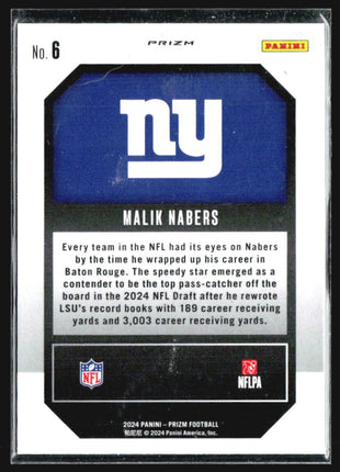 2024 Panini Prizm - Emergent Malik Nabers #6 Green Prizm (RC)