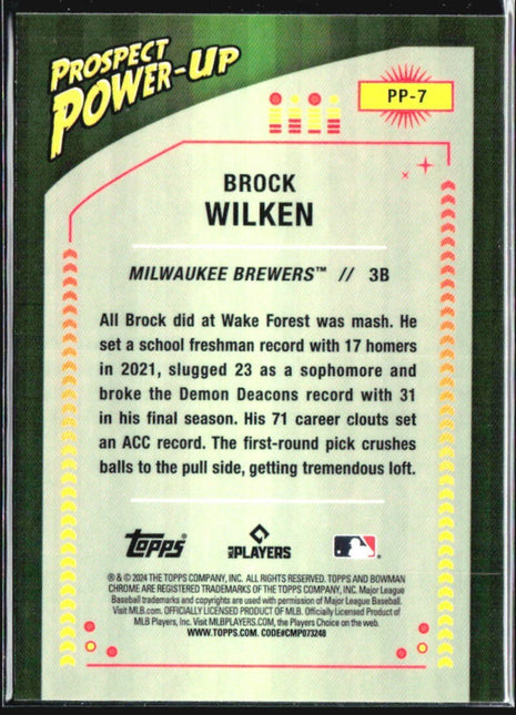 2024 Bowman - Prospect Power-Up Brock Wilken #PP-7 (RC)