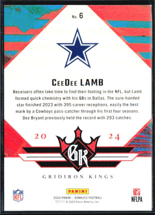 2024 Panini Donruss Gridiron Kings Ceedee Lamb #6