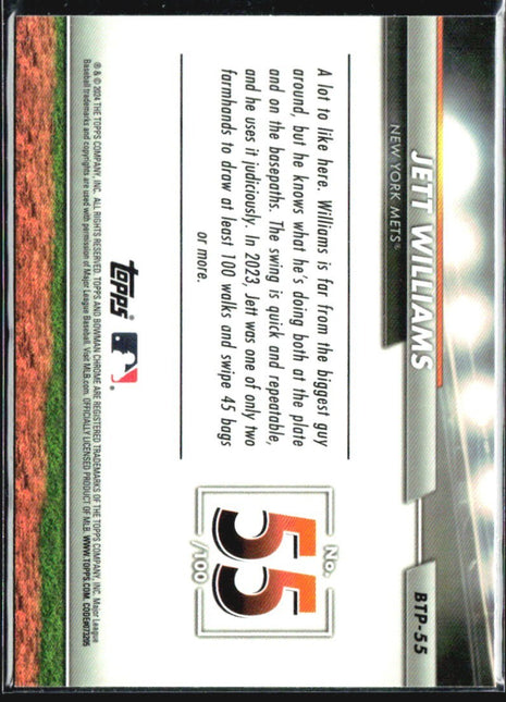 2024 Bowman - Bowman Scouts Top 100 Jett Williams #BTP-55 (RC)