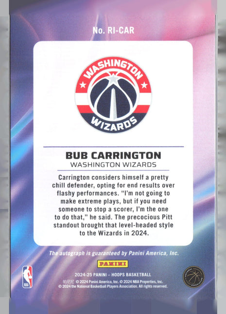 2024-25 Panini Nba Hoops - Rookie Ink Bub Carrington #RI-CAR Rc Auto