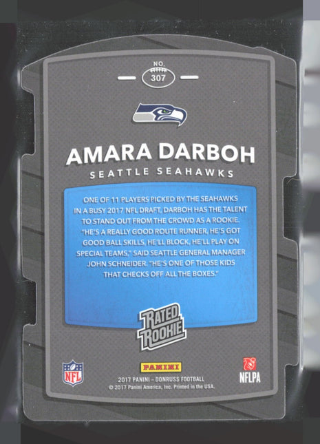 2017 Panini Donruss - Rated Rookie Amara Darboh #307 (RC) Black Die Cut 1/1