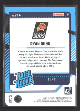 2024-25 Panini Donruss - Rated Rookie Ryan Dunn #214 Press Proof Silver (RC) /75