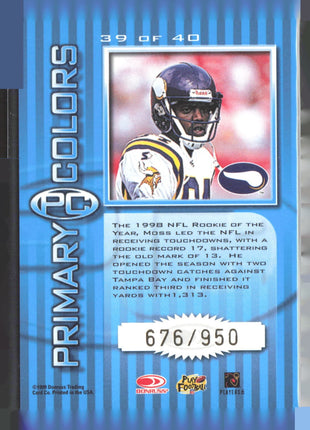 1999 Donruss Elite - Primary Colors Randy Moss #39 Blue /950