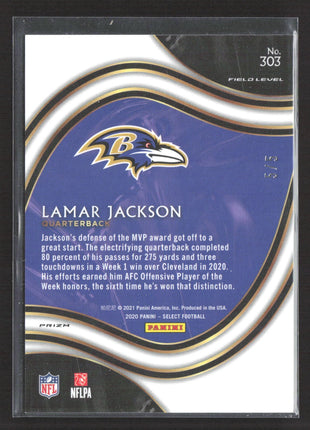 2020 Panini Select Lamar Jackson Field Level Green /5 #303