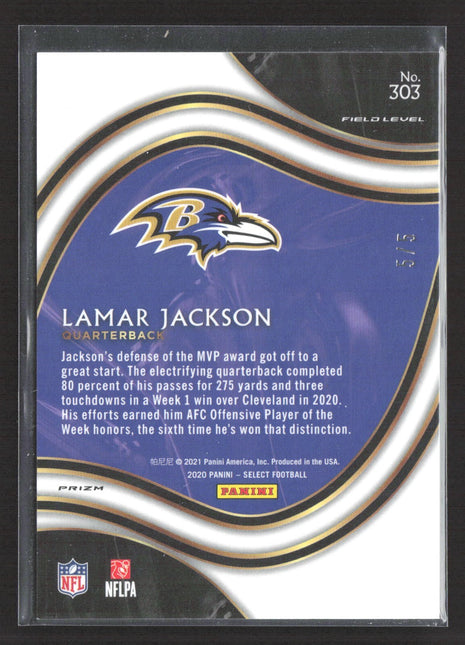 2020 Panini Select Lamar Jackson Field Level Green /5 #303