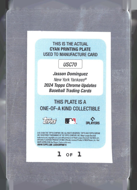 2024 Topps Chrome Update Jasson Dominguez Printing Plate Cyan 1/1 Rc