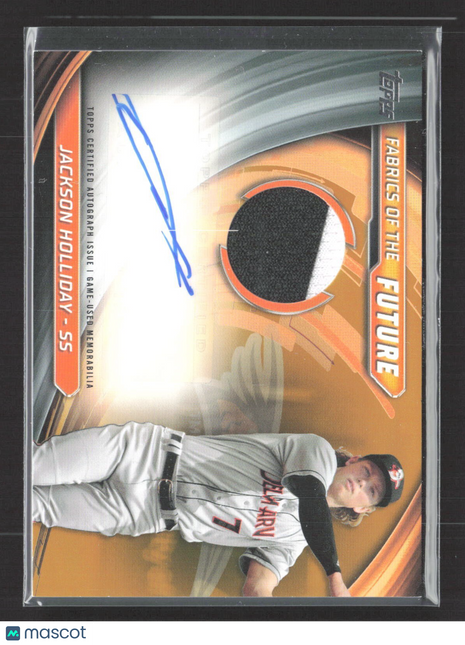 2024 Topps Pro Debut Fabrics of the Future Auto Patch Jackson Holliday Gold /50