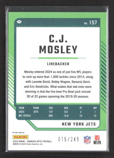 2024 Panini Donruss Optic C.J. Mosley #157 Orange /249