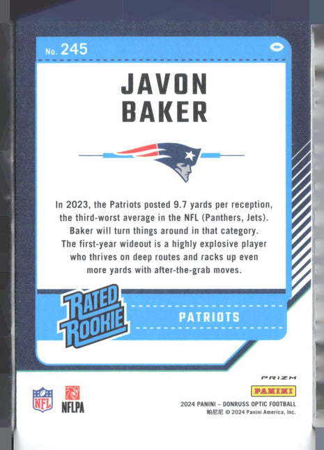 2024 Panini Donruss - Rated Rookie Javon Baker #245 Silver