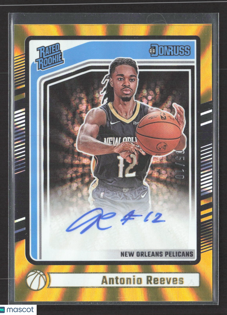 2024-25 Panini Donruss Rated Rookie Antonio Reeves #232 (RC) Gold Lazer Auto /10
