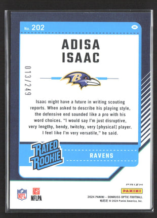 2024 Panini Optic Adisa Isaac #202 Orange Rc /249