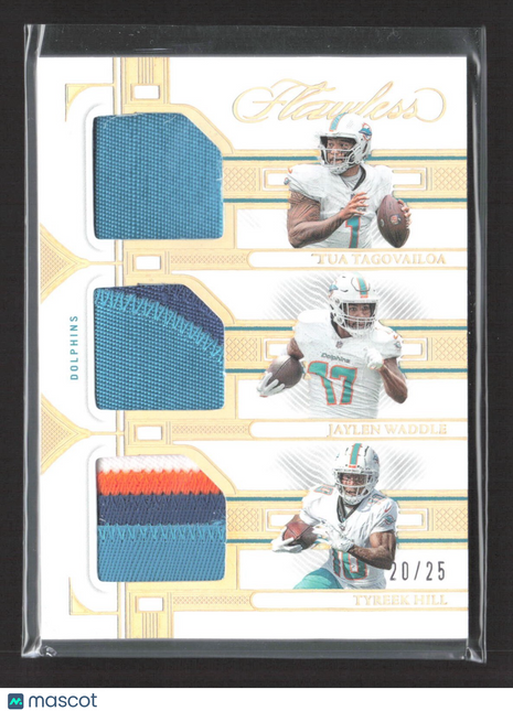 2023 Panini Flawelss Tua Tagovailoa Jaylen Waddle Tyreek Hill Gold Patch /25