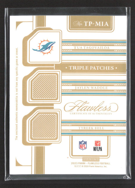 2023 Panini Flawelss Tua Tagovailoa Jaylen Waddle Tyreek Hill Gold Patch /25