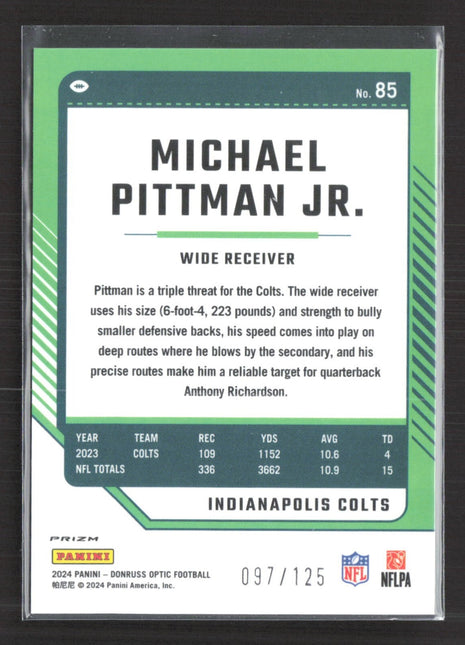 2024 Panini Donruss Optic - Michael Pittman Jr. #85 Red /125