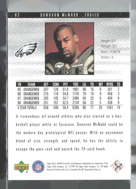 1999 Upper Deck HoloGrFX - Donovan McNabb #62 (RC)