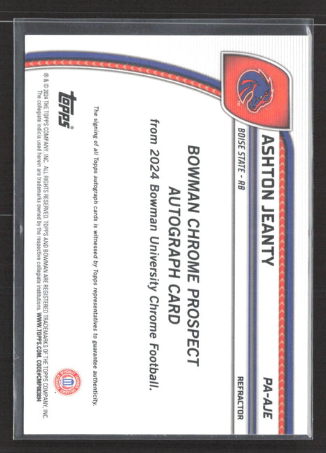 2024 Bowman Univeristy Chrome Ashton Jeanty 1st Refractor auto /299