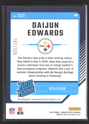 2024 panini Optic Daijun Edwards Rc Auto /325 #223