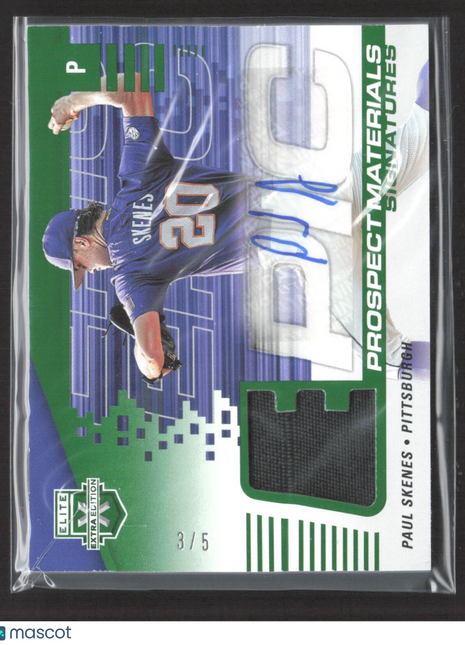 2023 Elite Extra Edition Epic Prospect Paul Skenes Emerald /5 Rc Patch Auto