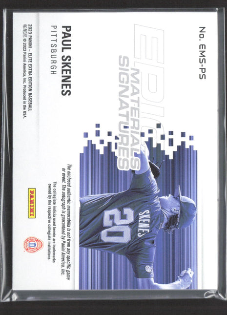 2023 Elite Extra Edition Epic Prospect Paul Skenes Emerald /5 Rc Patch Auto