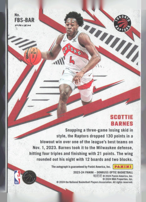 2023-24 Panini Optic Fast Break Auto Scottie Barnes #FBS-BAR