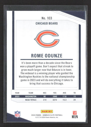 2024 Panini Donruss Elite - Rookies Rome Odunze #103 Black /25 (RC)