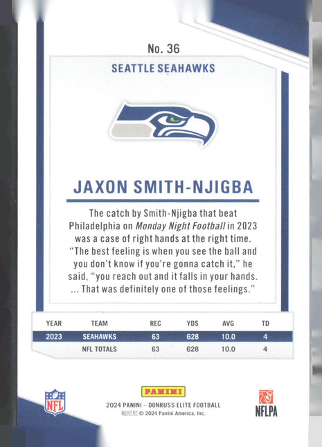 2024 Panini Elite Status Jaxon Smith Njigba /875 #36