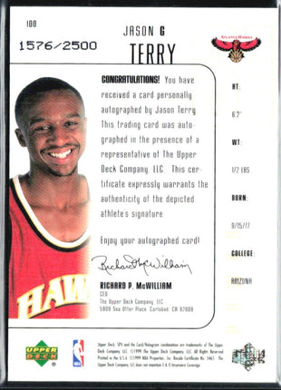 1999-00 SPx - Rookie Jason Terry #100 /2500 rc Auto