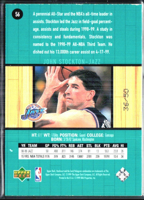 1999-00 Upper Deck Hardcourt - John Stockton #56 Baseline Grooves /50