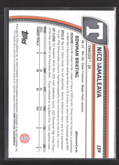 2024 Bowman University Chrome Nico Iamaleava Xfractor #139