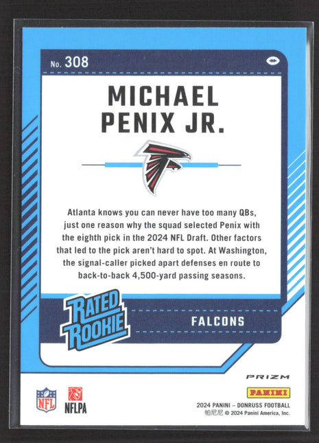 2024 Panini Donruss Rated Rc Michael Penix Jr. #308 Optic Preview Pink Prizm RC