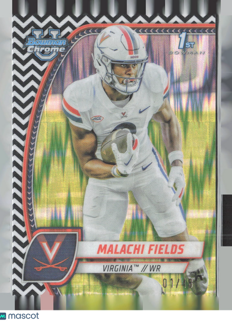 2024 Bowman University Chrome Malachi Fields 1st Black & White Stealth /48 #124