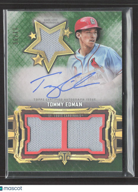 2020 Topps Triple Threads Rookie and Future Phenom Auto Relics Tommy Edman /50