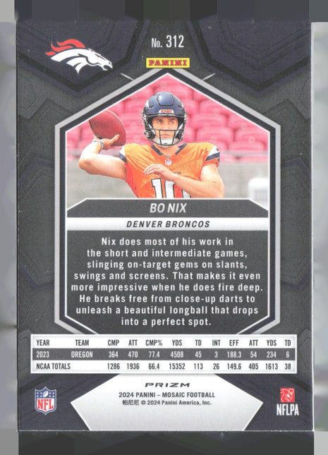 2024 Panini Mosaic - Rookies Bo Nix #312 (RC) Silver