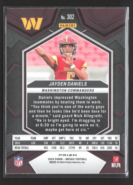 2024 Panini Mosaic - Rookies Jayden Daniels #302 Silver Prizm (RC)