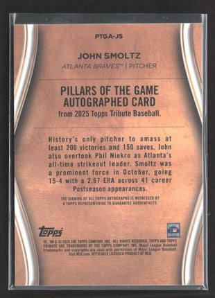 2023 Topps Tribute - Tribute Auto John Smoltz #TA-JSZ Yellow /75