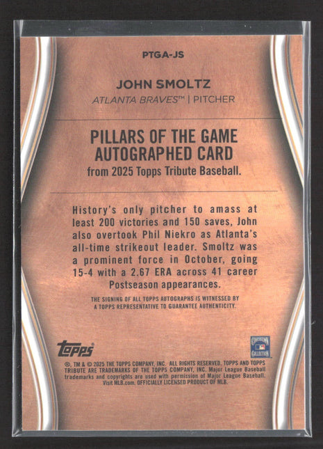 2023 Topps Tribute - Tribute Auto John Smoltz #TA-JSZ Yellow /75