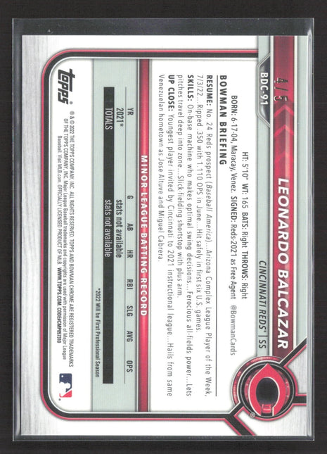 2022 Bowman Draft - Chrome Leonardo Balcazar #BDC-91 Red Wave (RC) /5