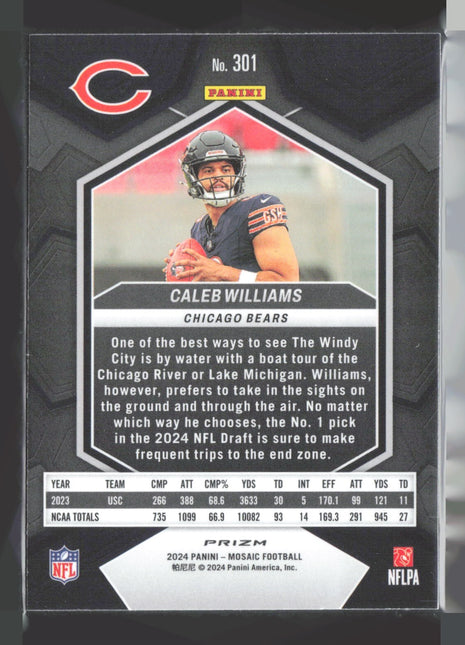 2024 Panini Mosaic - Rookies Caleb Williams #301 Silver Prizm (RC)