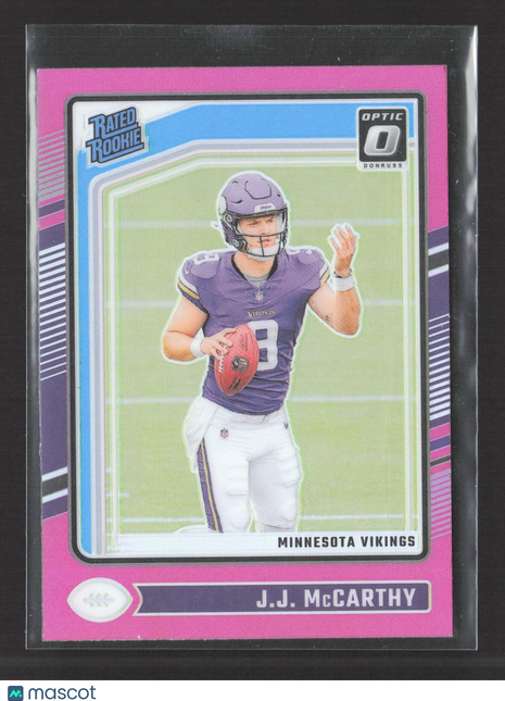 2024 Panini Donruss - Rated Rookie J.J. McCarthy #235 Optic Pink Prizm (RC)