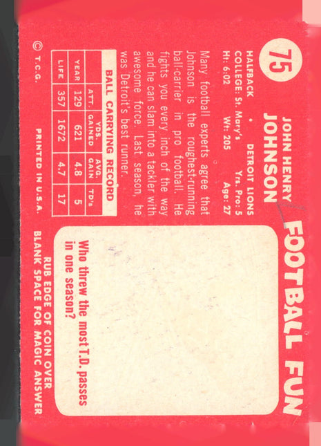 1958 Topps - John Henry Johnson #75