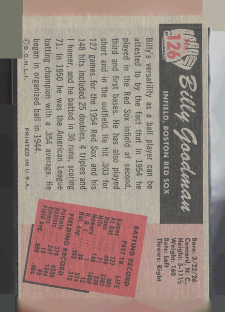 1955 Bowman - Billy Goodman #126
