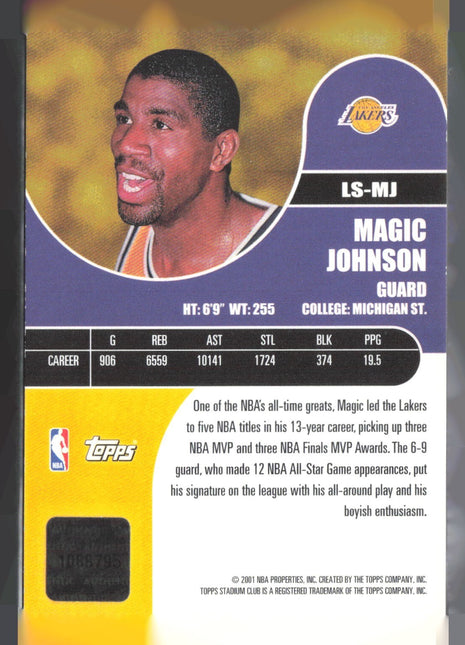 2001 Stadium Club Magic Johnson Auto #LS-MJ