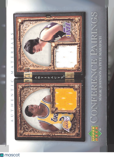 2007-08 UD Artifacts Pairings Magic Johnson Pete Maravich Jersey /150